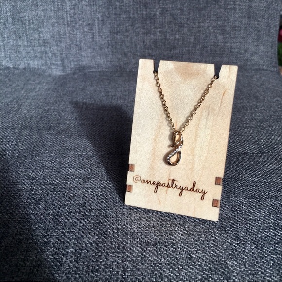 Infinity Sign Rhinestone Pendant Fashion Necklace, Gold, 18 inches - Picture 16 of 16